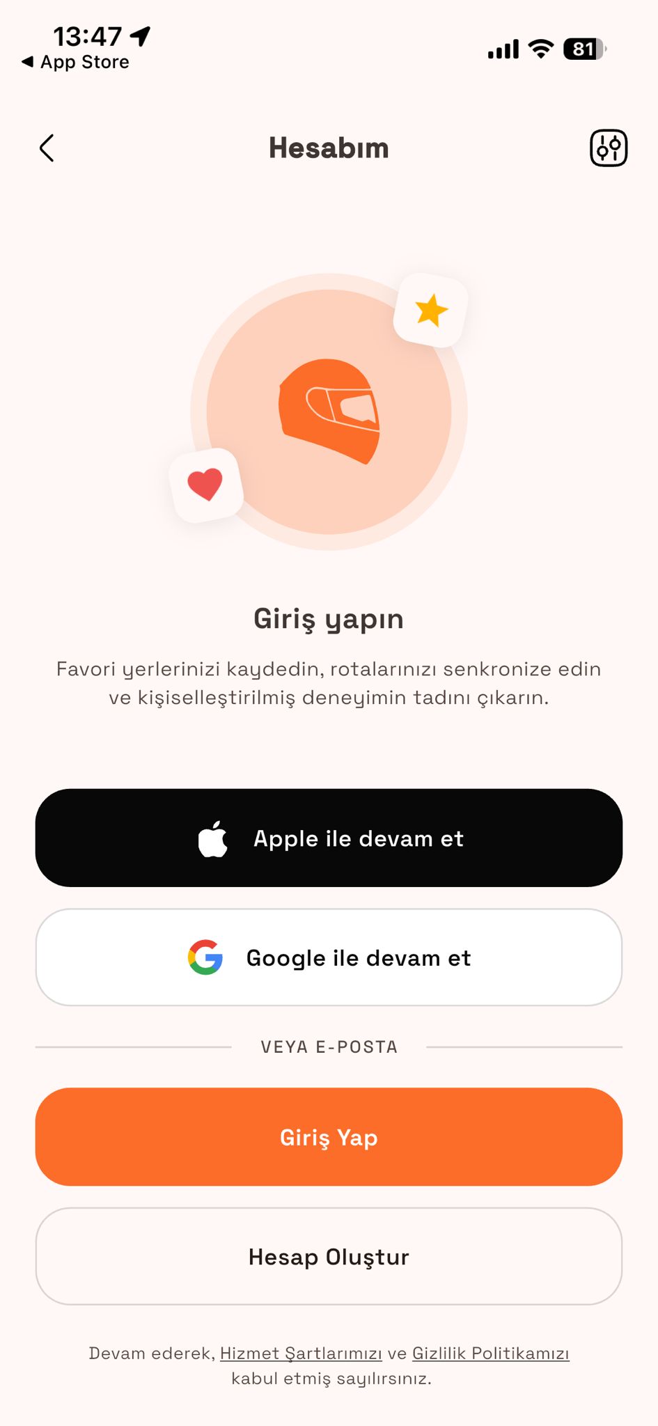 Gidonx giriş yap ekranı: Apple, Google ve e-posta ile giriş seçenekleri